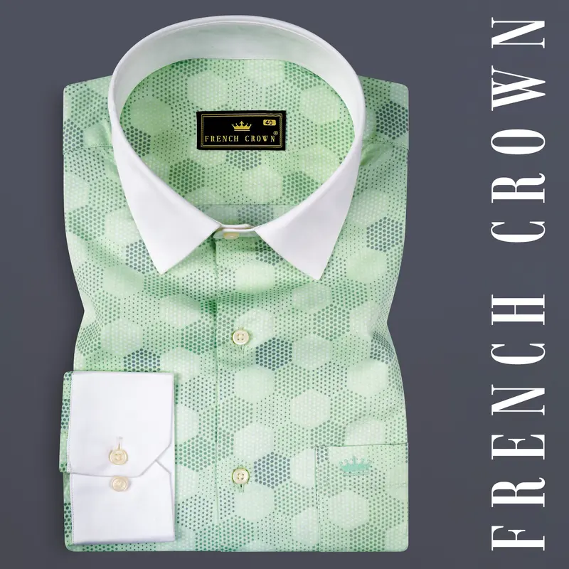 Coriander Green Printed Subtle Sheen Super Soft Premium Cotton Shirt 1