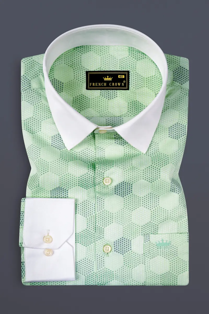 Coriander Green Printed Subtle Sheen Super Soft Premium Cotton Shirt 2