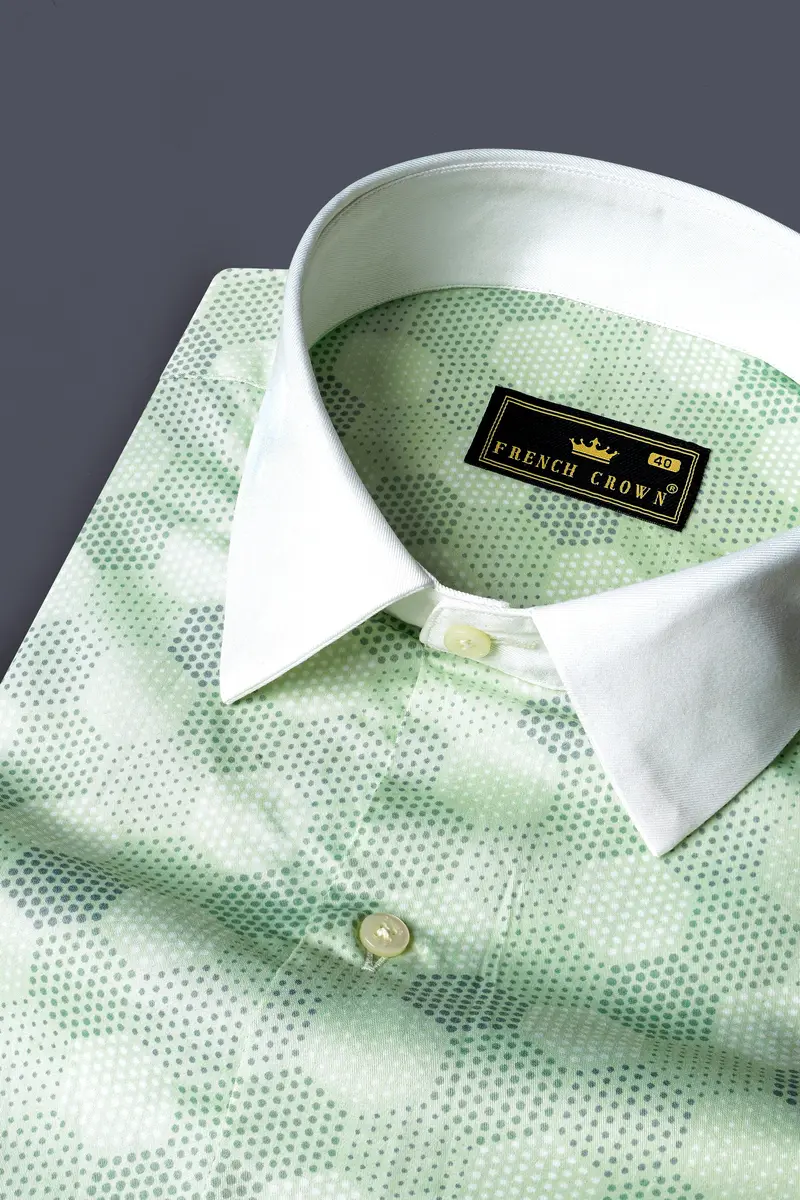 Coriander Green Printed Subtle Sheen Super Soft Premium Cotton Shirt 4