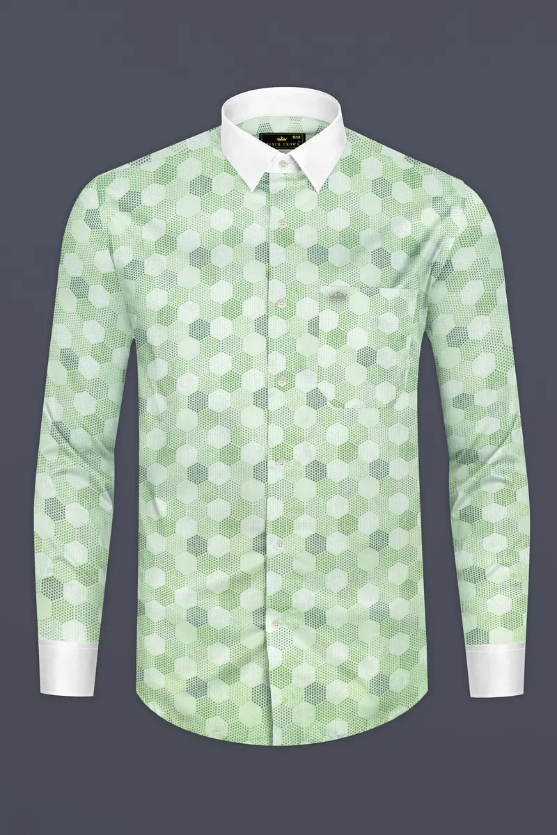 Coriander Green Printed Subtle Sheen Super Soft Premium Cotton Shirt 5