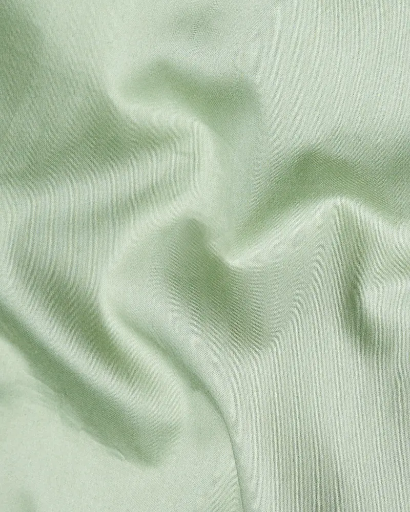 Coriander Green Subtle Sheen Snake Pleated Super Soft Premium Cotton Tuxedo Shirt 3