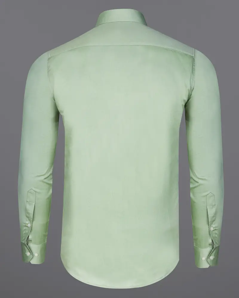 Coriander Green Subtle Sheen Snake Pleated Super Soft Premium Cotton Tuxedo Shirt 7