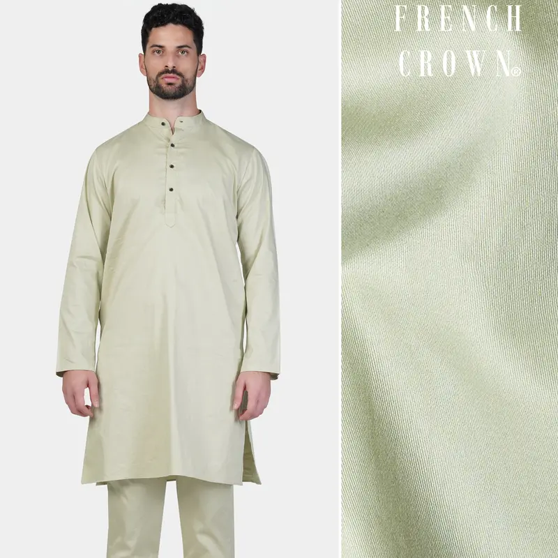 Coriander Green Subtle Sheen Super Soft Premium Cotton Kurta 1
