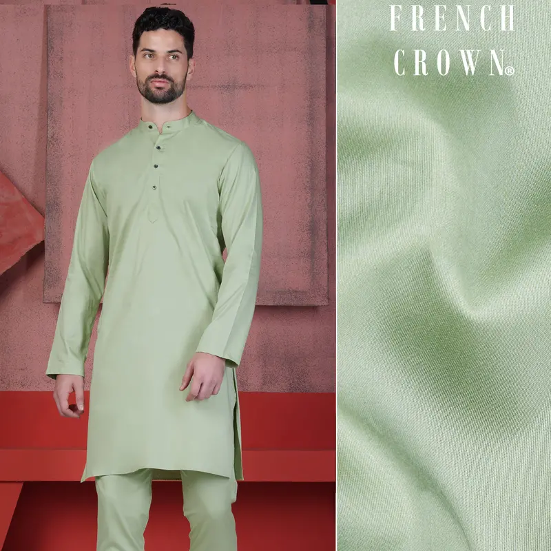 Coriander Green Subtle Sheen Super Soft Premium Cotton Kurta 1