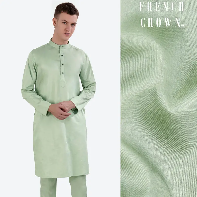 Coriander Green Subtle Sheen Super Soft Premium Cotton Kurta 1