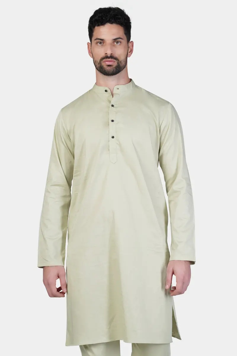 Coriander Green Subtle Sheen Super Soft Premium Cotton Kurta 5