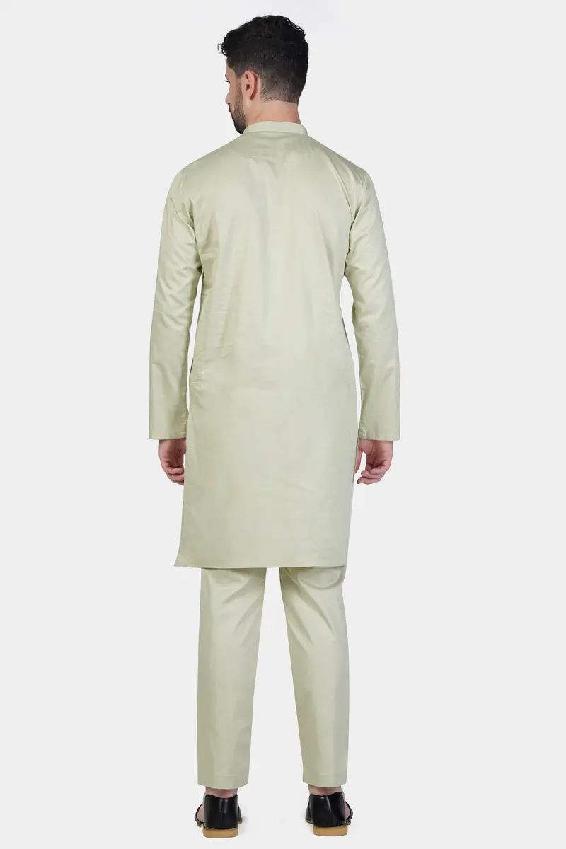 Coriander Green Subtle Sheen Super Soft Premium Cotton Kurta 9
