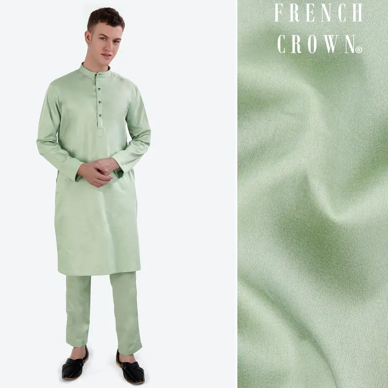 Coriander Green Subtle Sheen Super Soft Premium Cotton Kurta Set 1