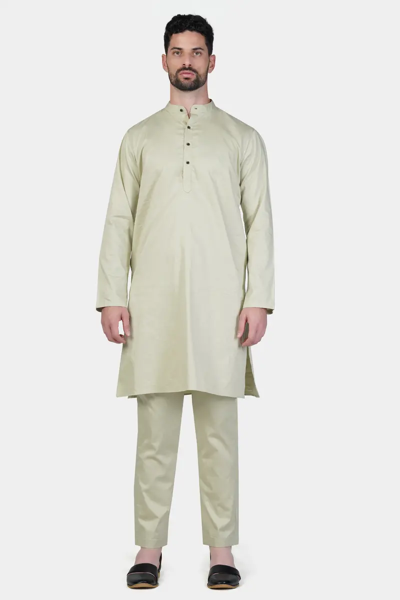 Coriander Green Subtle Sheen Super Soft Premium Cotton Kurta Set 2