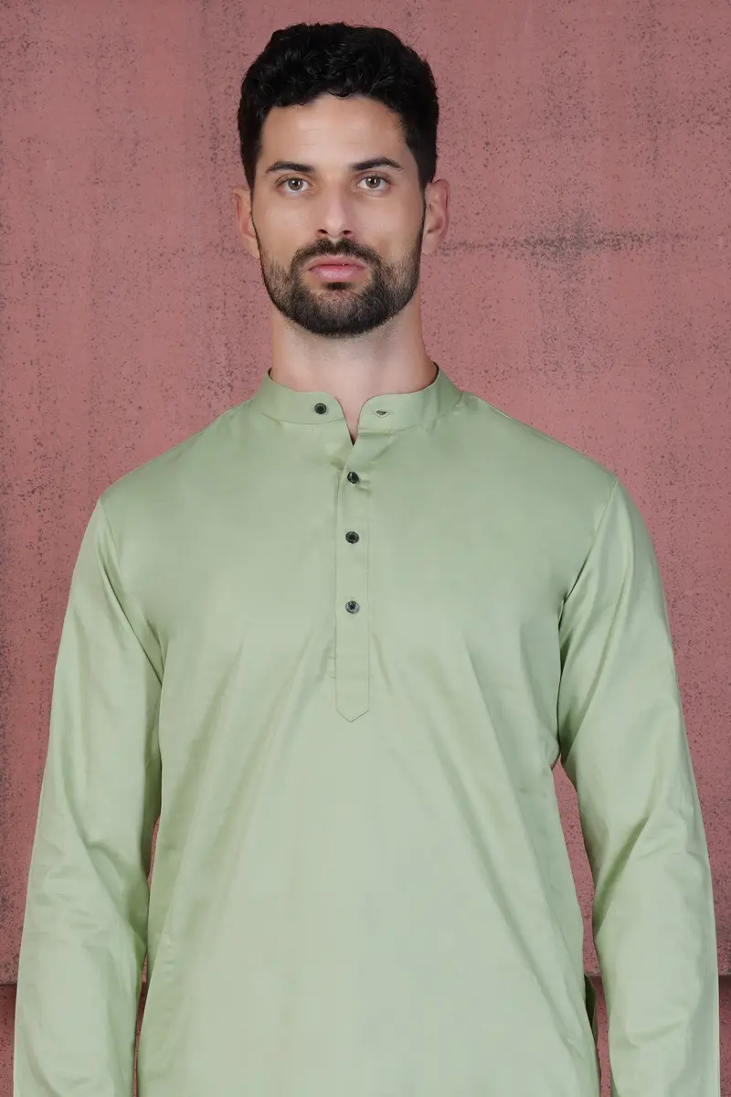 Coriander Green Subtle Sheen Super Soft Premium Cotton Kurta Set 4