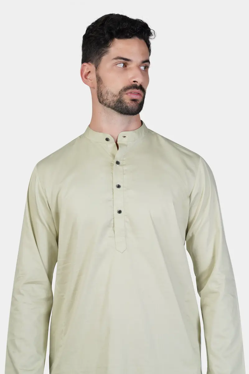 Coriander Green Subtle Sheen Super Soft Premium Cotton Kurta Set 4