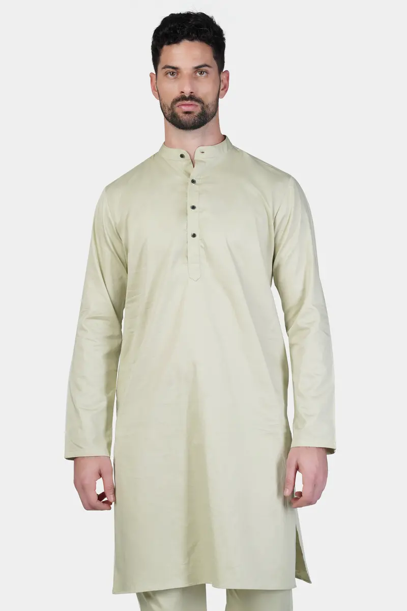Coriander Green Subtle Sheen Super Soft Premium Cotton Kurta Set 5