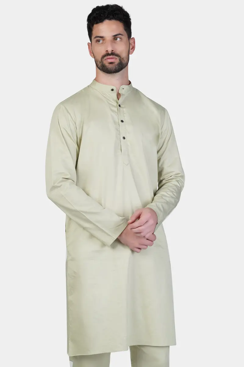 Coriander Green Subtle Sheen Super Soft Premium Cotton Kurta Set 6