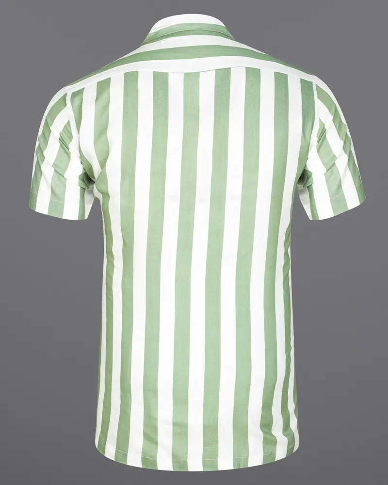 Coriander Green With Bright White Striped Premium Tencel Shirt 7