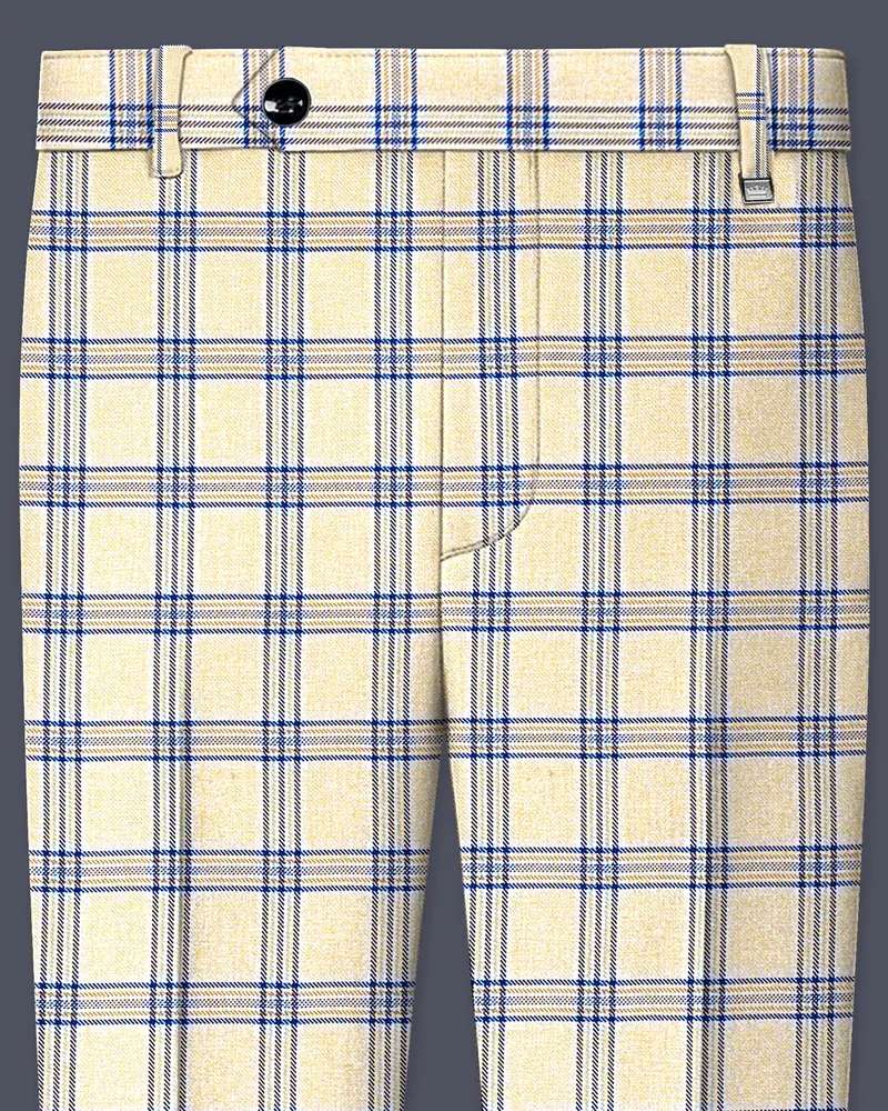 Coriander Light Brown With Rhino Blue Plaid Pant 1