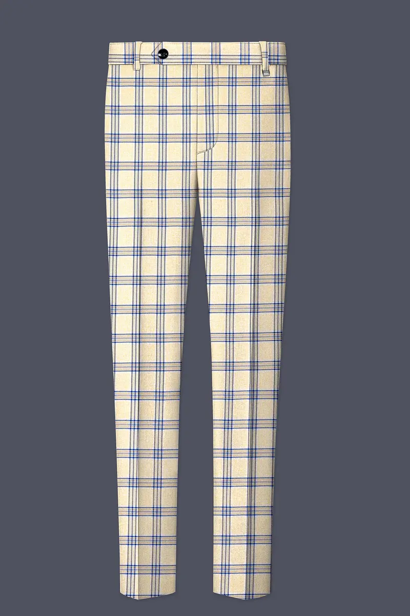 Coriander Light Brown With Rhino Blue Plaid Pant 2