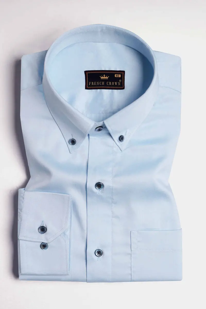 Cornflower Blue Super Soft Premium Cotton Button Down Shirt 3