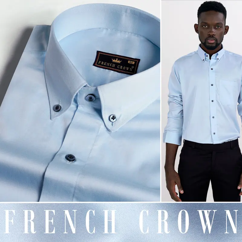 Cornflower Blue Super Soft Premium Cotton Button Down Shirt 4