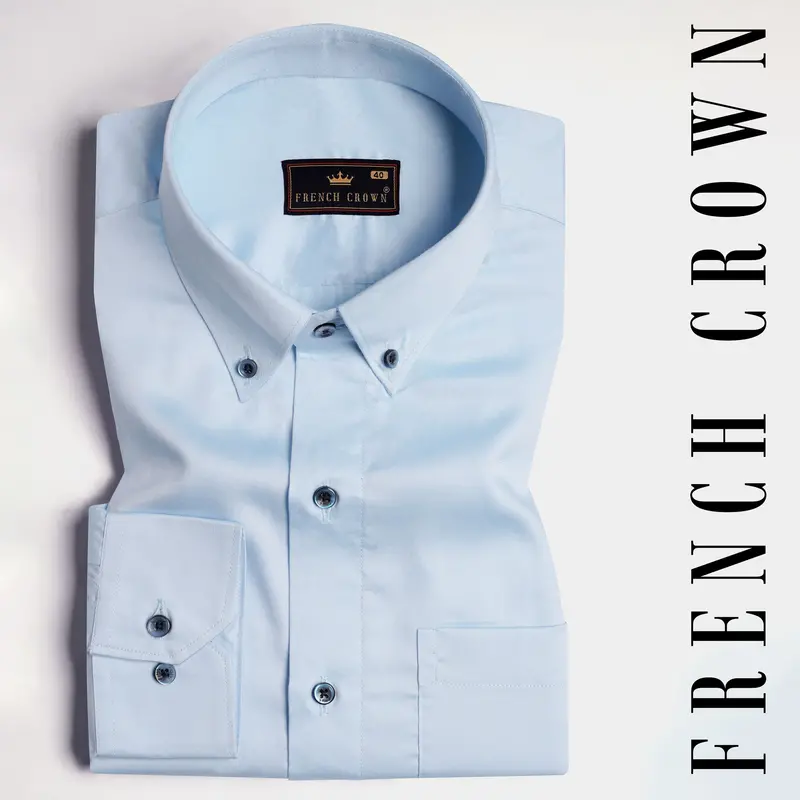 Cornflower Blue Super Soft Premium Cotton Button Down Shirt 7