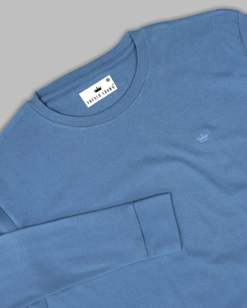 Cornflower Blue Super Soft Premium Cotton Full Sleeve Organic Cotton Brushed Sweatshirt 2