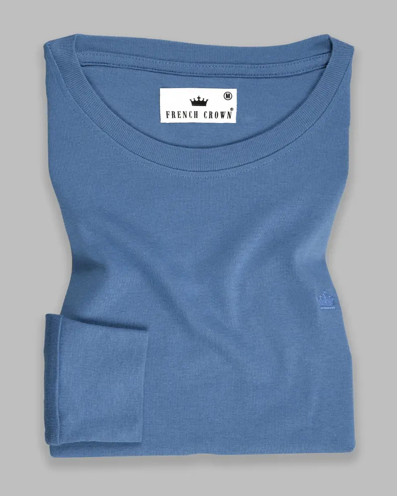 Cornflower Blue Super Soft Premium Cotton Full Sleeve Organic Cotton Brushed Sweatshirt 4