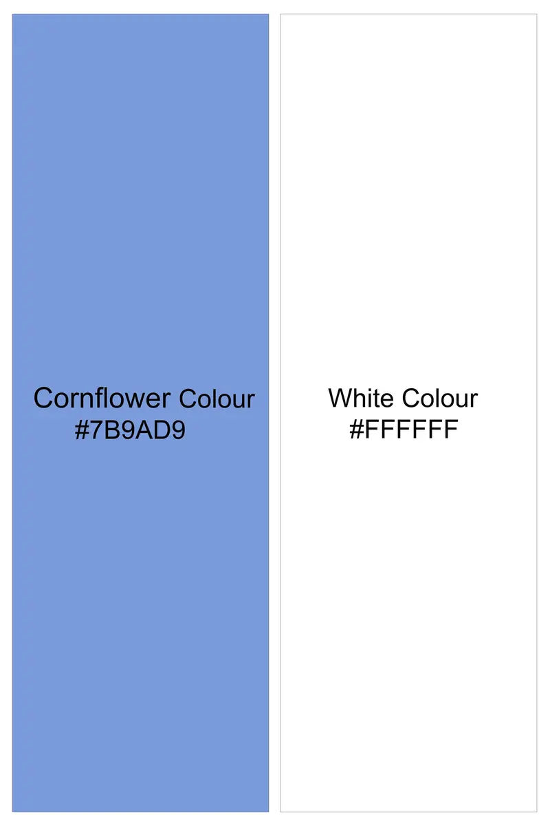 Cornflower Blue With White Striped Poplin Giza Cotton Shirt 8
