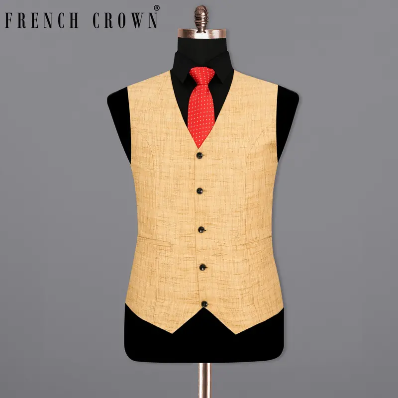 Corvette Brown Textured Waistcoat 7