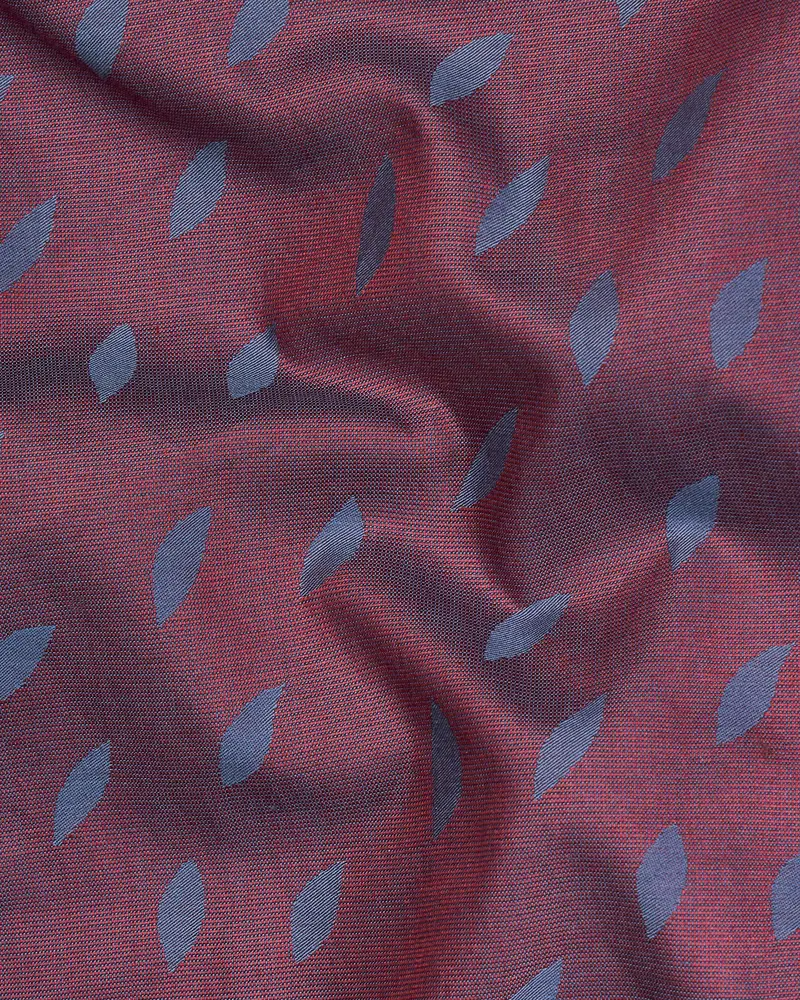 Cosmic Maroon With Waikawa Gray Jacquard Textured Premium Giza Cotton Shirt 2