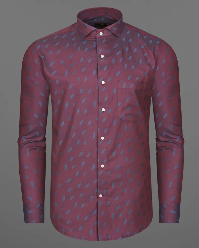 Cosmic Maroon With Waikawa Gray Jacquard Textured Premium Giza Cotton Shirt 5