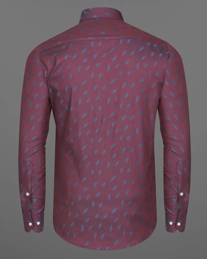 Cosmic Maroon With Waikawa Gray Jacquard Textured Premium Giza Cotton Shirt 6