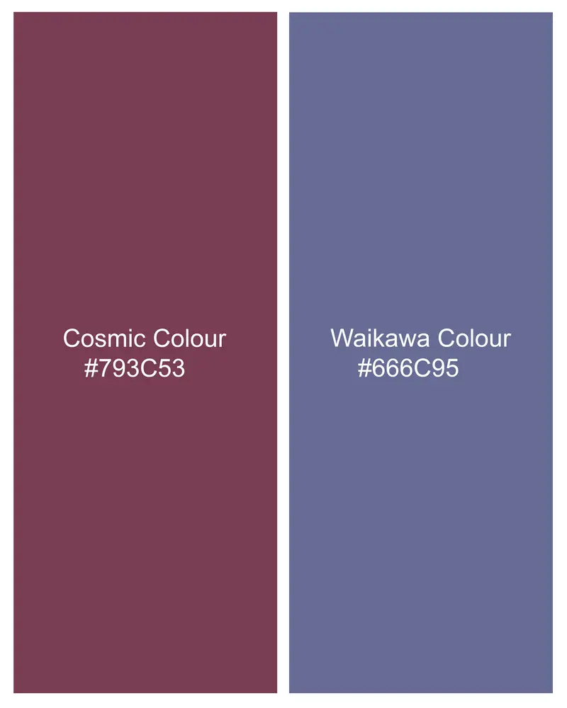 Cosmic Maroon With Waikawa Gray Jacquard Textured Premium Giza Cotton Shirt 8