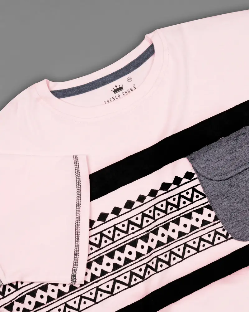 Cosmos Peach Hand Painted Premium Cotton T-Shirt 4