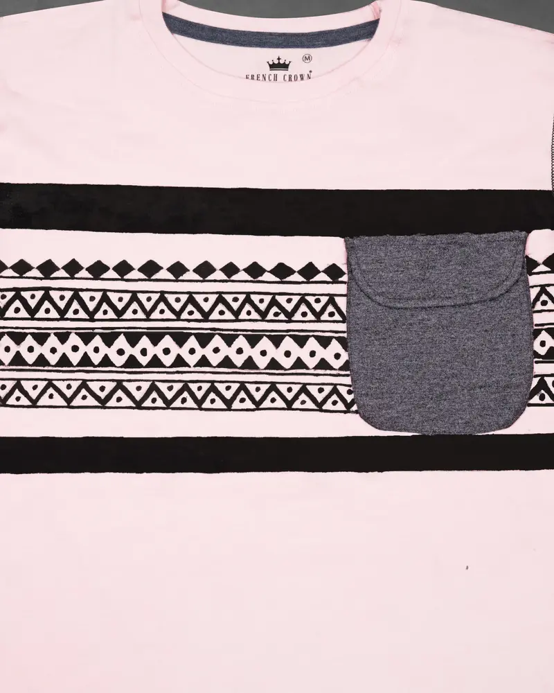 Cosmos Peach Hand Painted Premium Cotton T-Shirt 5