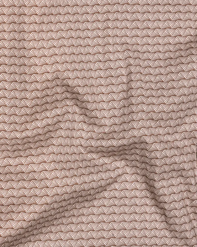 Cosmos Peach With Ferra Brown Geometric Pattern Royal Oxford Designer Shirt 4