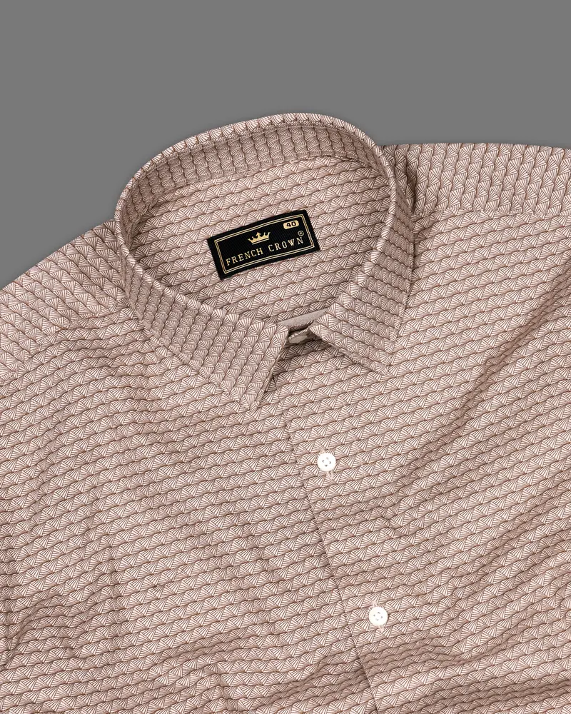 Cosmos Peach With Ferra Brown Geometric Pattern Royal Oxford Designer Shirt 7