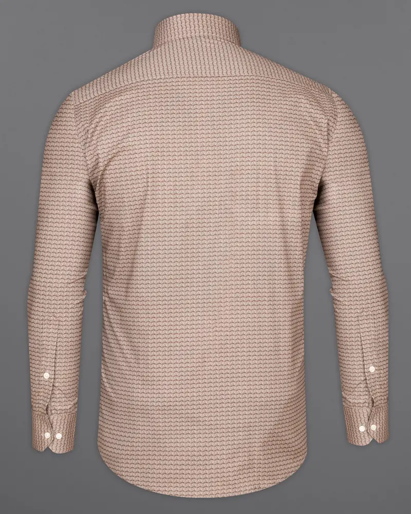Cosmos Peach With Ferra Brown Geometric Pattern Royal Oxford Designer Shirt 8