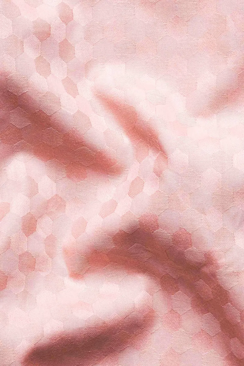 Cosmos Pink And Cashmere Brown Hexagonal Jacquard Textured Premium Giza Cotton Shirt 2