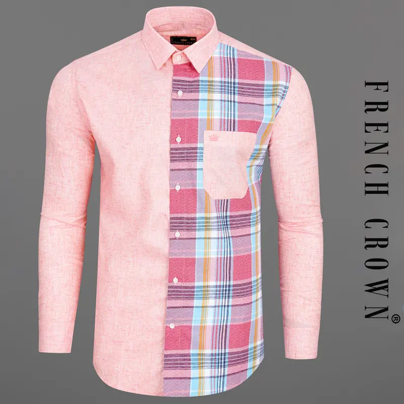 Cosmos Pink And Froly Pink Dobby Textured Premium Giza Cotton Designer Shirt 1