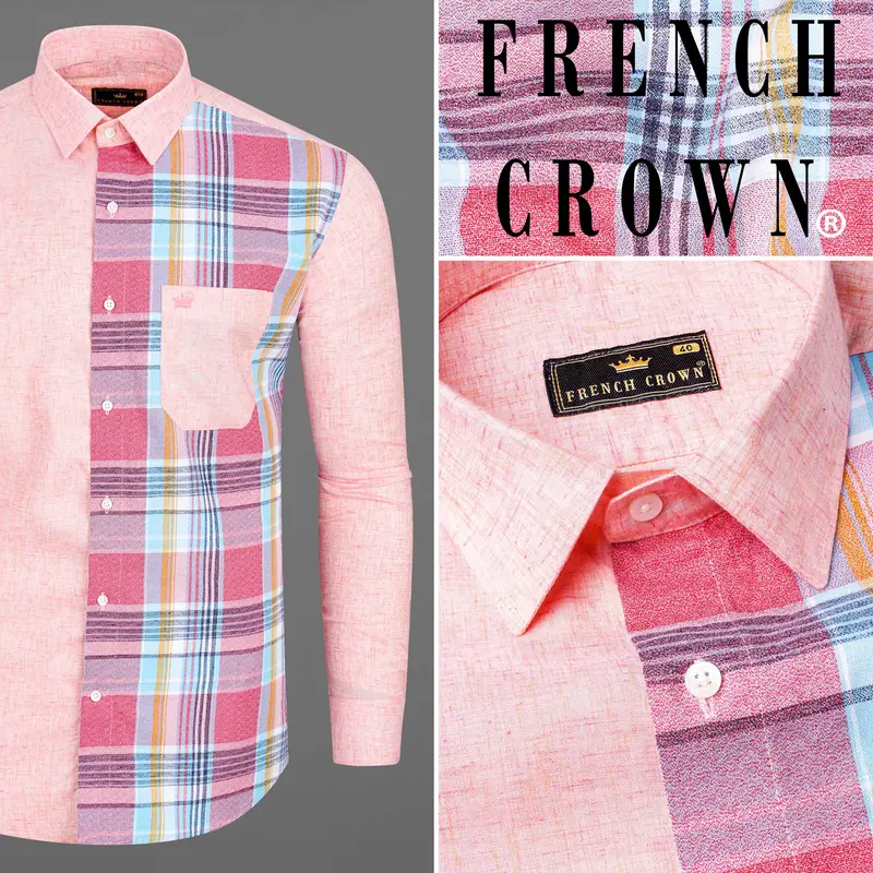 Cosmos Pink And Froly Pink Dobby Textured Premium Giza Cotton Designer Shirt 10