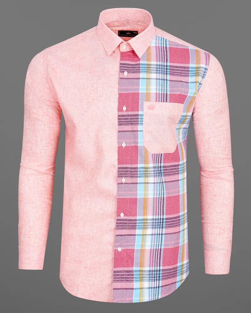 Cosmos Pink And Froly Pink Dobby Textured Premium Giza Cotton Designer Shirt 2