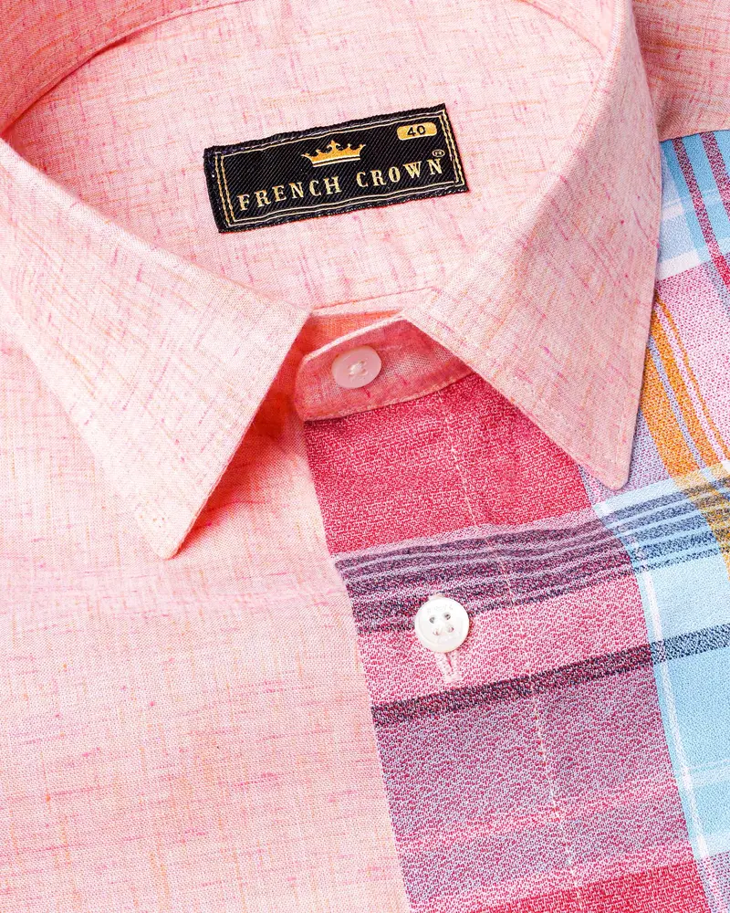 Cosmos Pink And Froly Pink Dobby Textured Premium Giza Cotton Designer Shirt 5