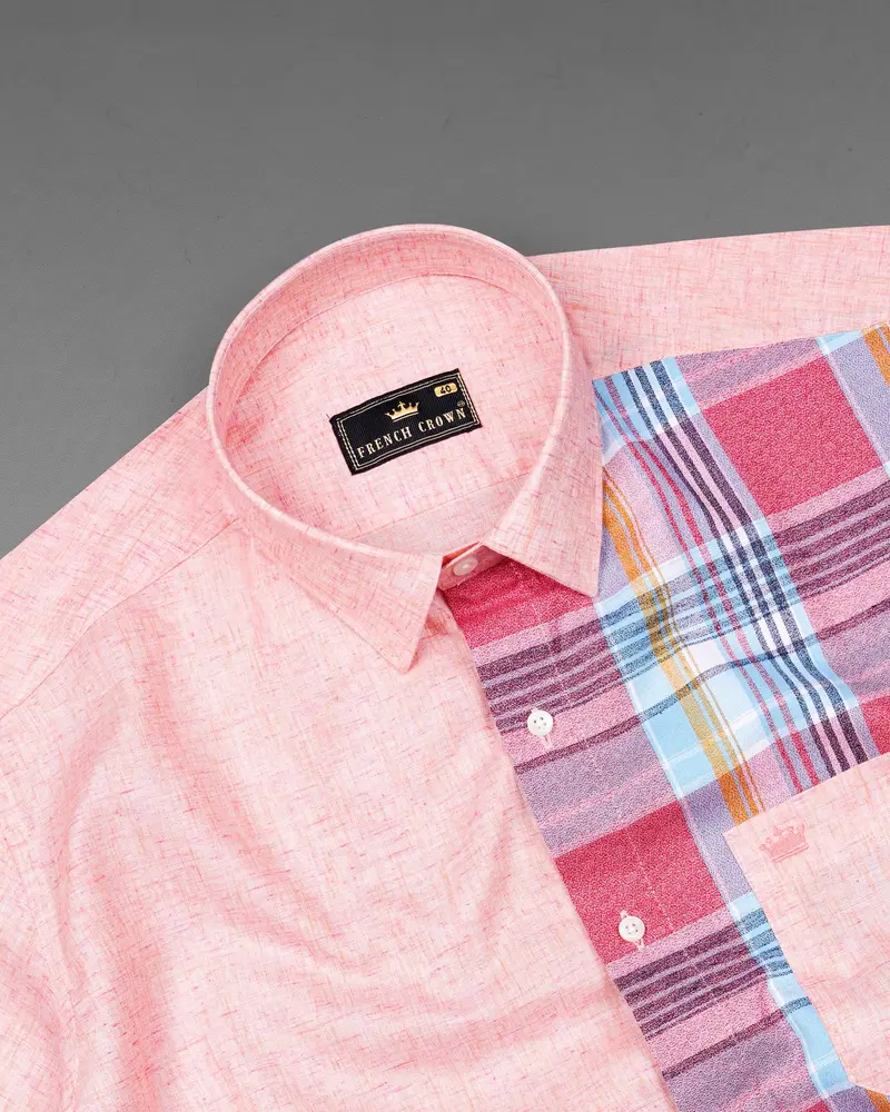 Cosmos Pink And Froly Pink Dobby Textured Premium Giza Cotton Designer Shirt 6