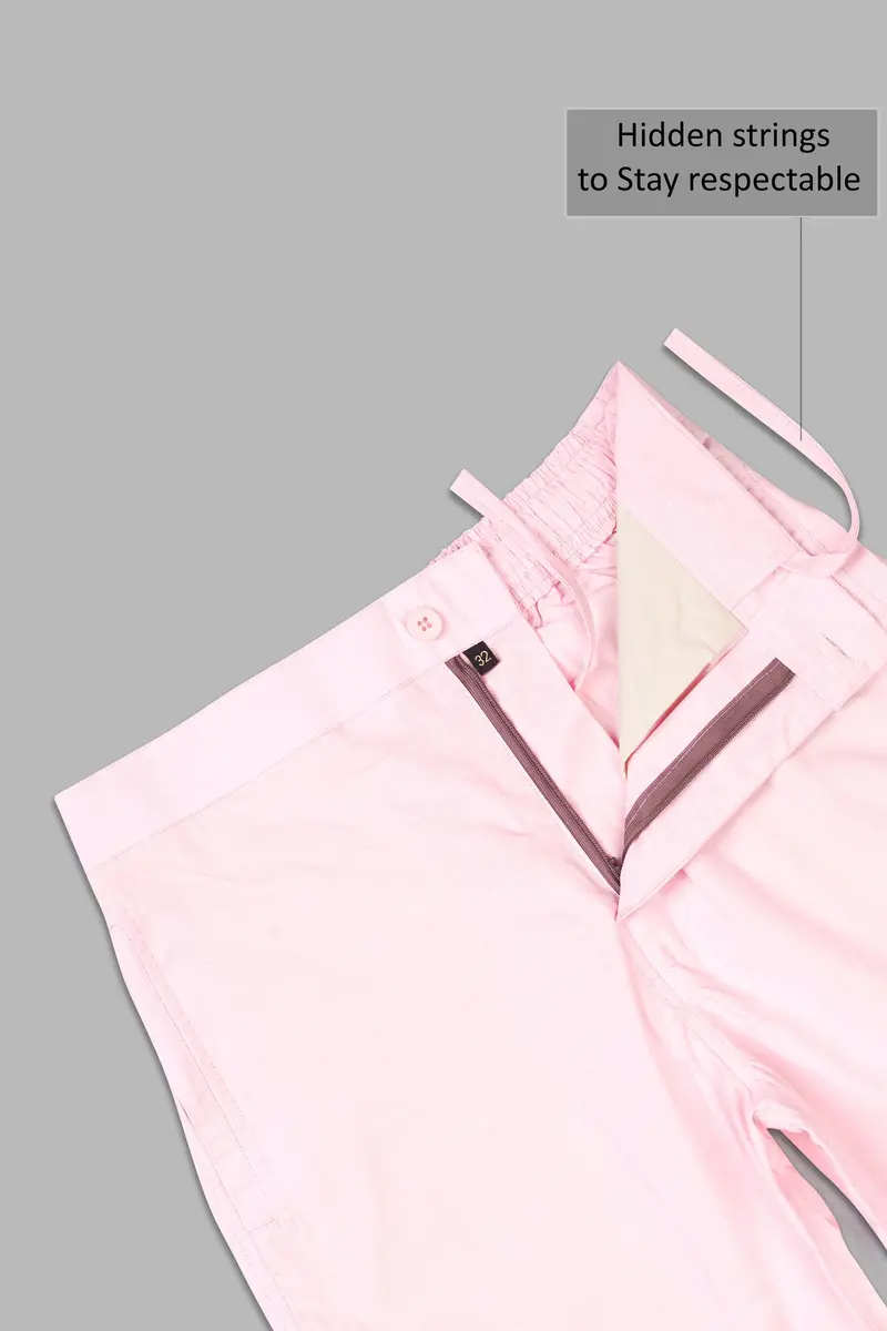 Cosmos Pink Dobby Textured Giza Cotton Shorts 4