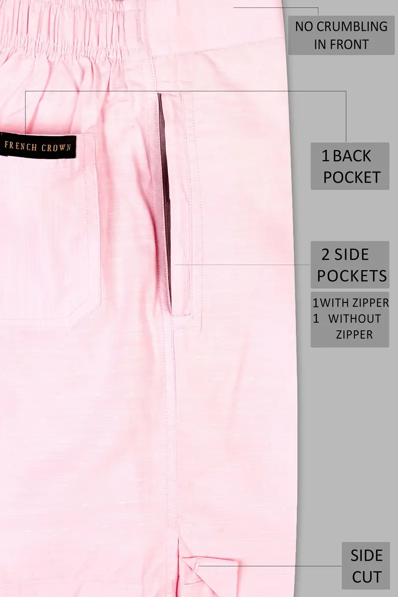 Cosmos Pink Dobby Textured Giza Cotton Shorts 6