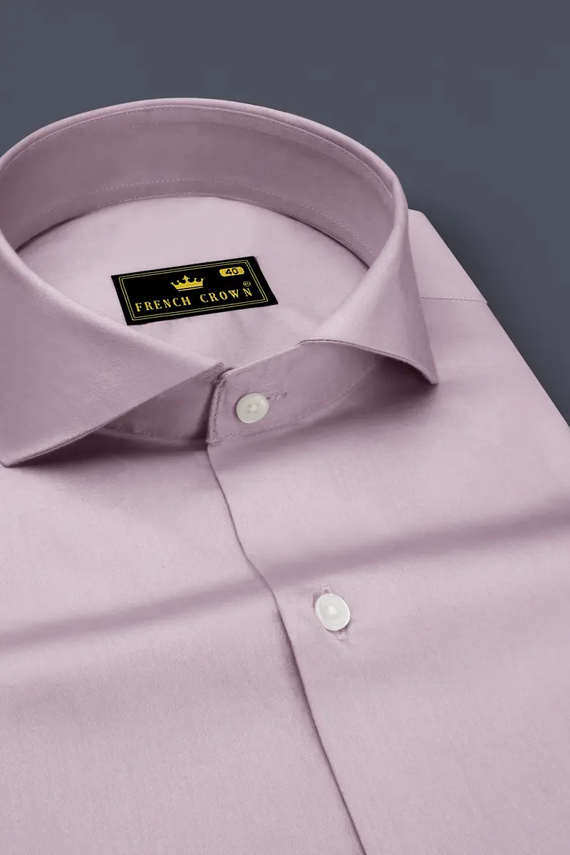 Coutaro-Plum Pink Subtle Sheen Super Soft Premium Cotton Cut Away Collar Dress Shirt 2