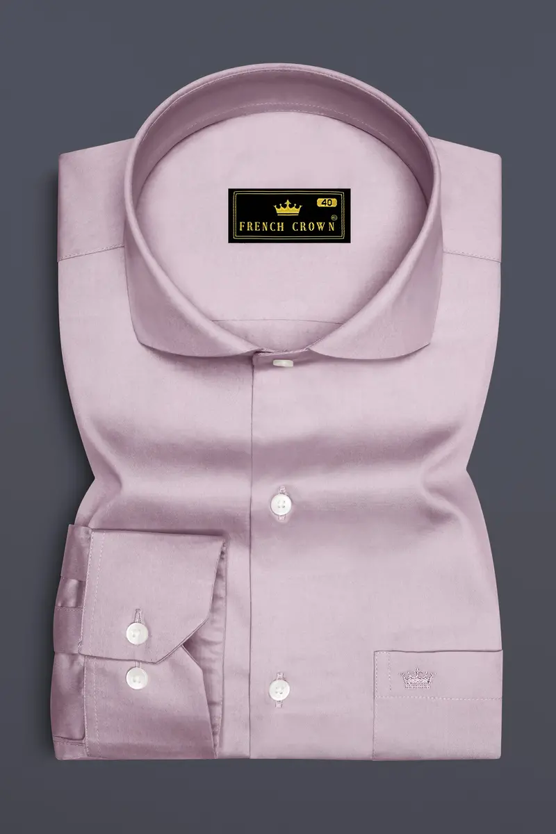 Coutaro-Plum Pink Subtle Sheen Super Soft Premium Cotton Cut Away Collar Dress Shirt 4