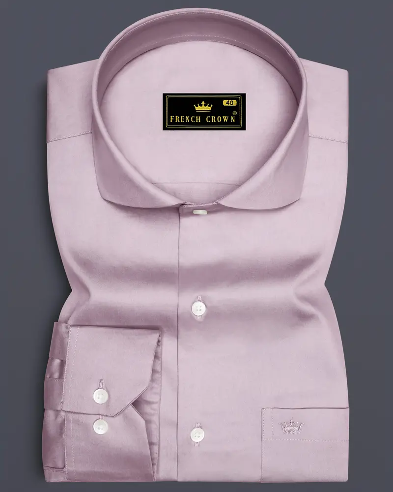 Coutaro-Plum Pink Subtle Sheen Super Soft Premium Cotton Cut Away Collar Dress Shirt 6