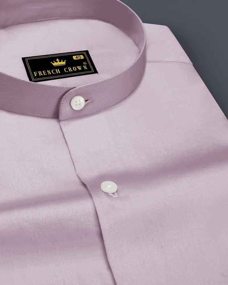 Coutaro-Plum Pink Subtle Sheen Super Soft Premium Cotton Mandarin Dress Shirt 1
