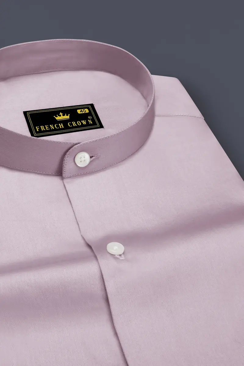 Coutaro-Plum Pink Subtle Sheen Super Soft Premium Cotton Mandarin Dress Shirt 2