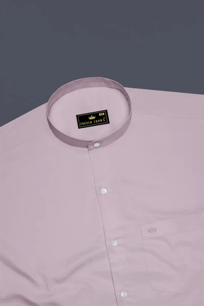 Coutaro-Plum Pink Subtle Sheen Super Soft Premium Cotton Mandarin Dress Shirt 5
